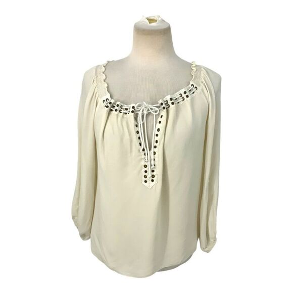 Ramy Brook 100% Silk Stud & Grommet Lace Up Blouse Size XS - Picture 1 of 8